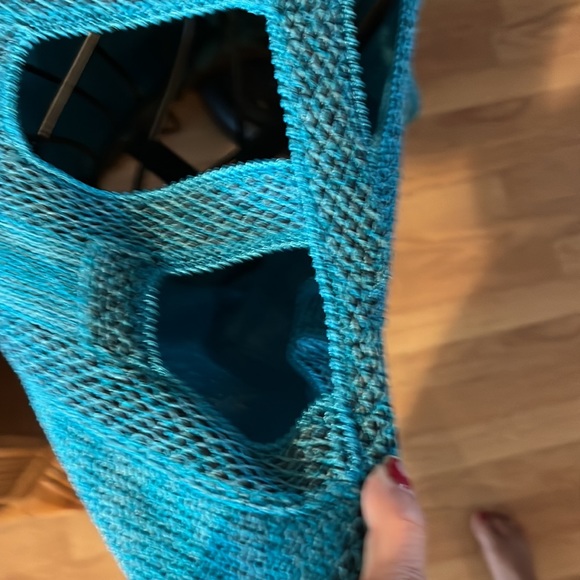 Beautiful teal with black sweater cold shoulder beautifully made. - Picture 5 of 6